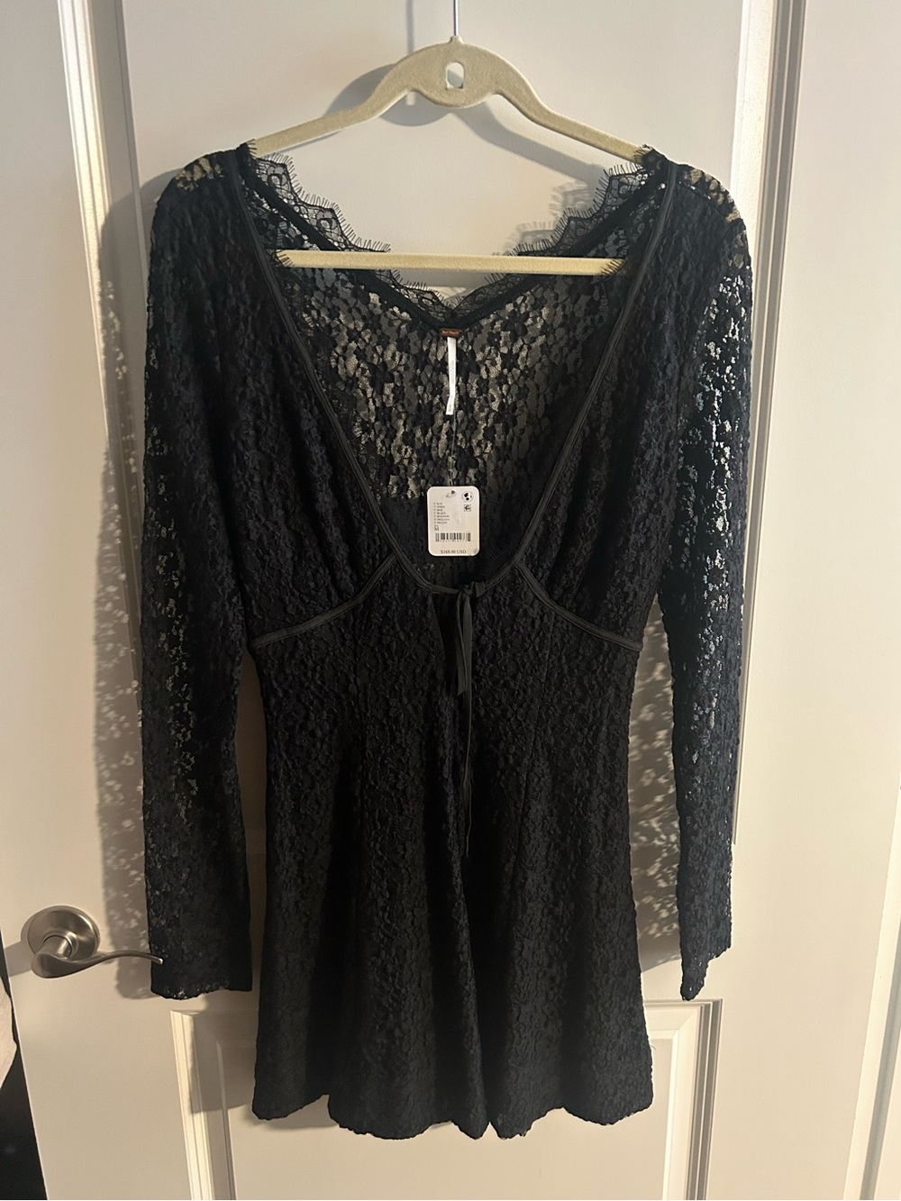 Free People Black Lace Lined Mini Dress - Size Medium - NWT